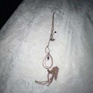 Elegant Silver Necklace with Blue Gem